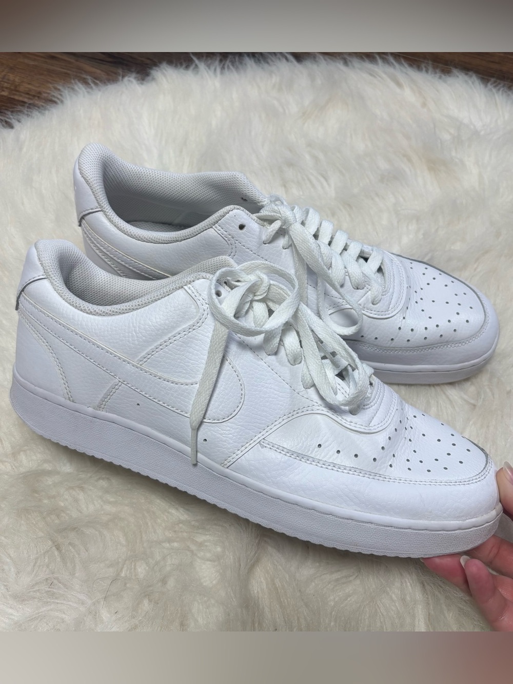 Nike Court Vision White Low-Top Leather Sneakers size Men’s 11.5